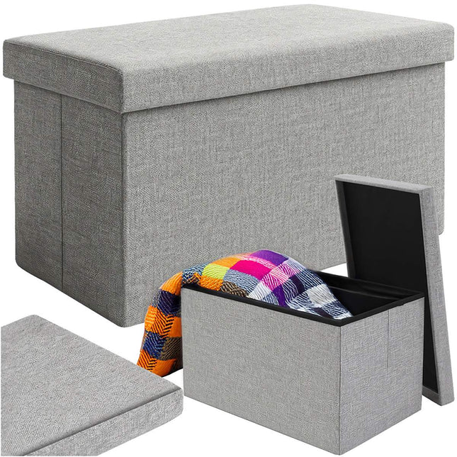 Pouf en tissu gris, 60x30x30 cm