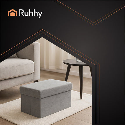 Pouf en tissu gris, 76 x 38 x 38 cm, assise ottomane