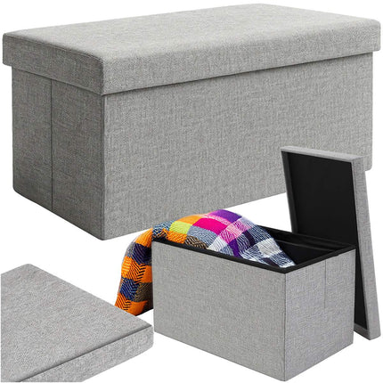 Pouf en tissu gris, 76 x 38 x 38 cm, assise ottomane