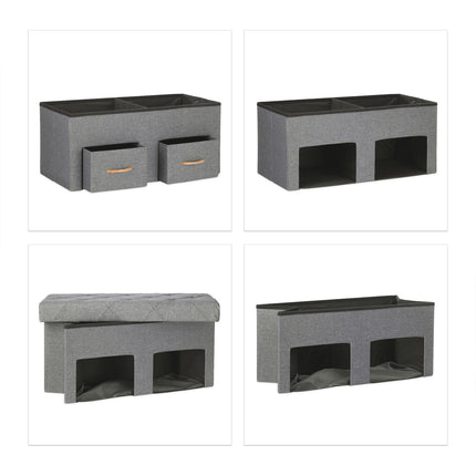 Banc gris avec 2 tiroirs