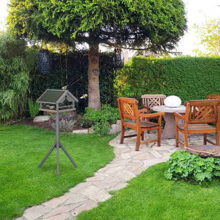 Table à oiseaux grise sur poteau
