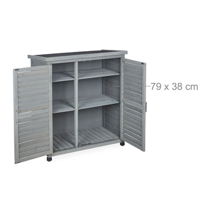 Armoire de jardin grise à 3 compartiments