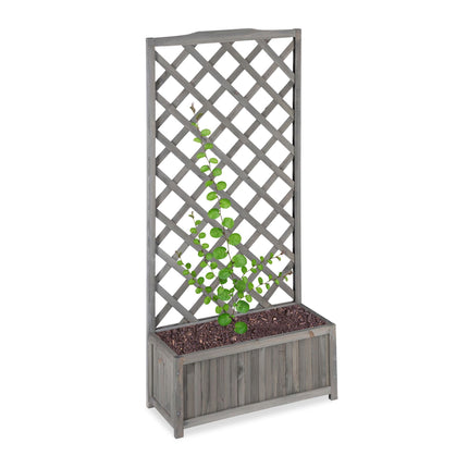 Jardinière grise avec treillis