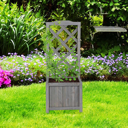 Jardinière grise avec treillis