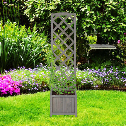 Jardinière grise avec treillis