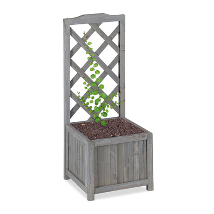 Jardinière grise avec treillis