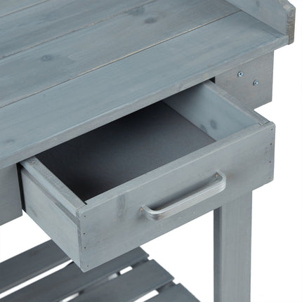 Table jardinière grise à roulettes