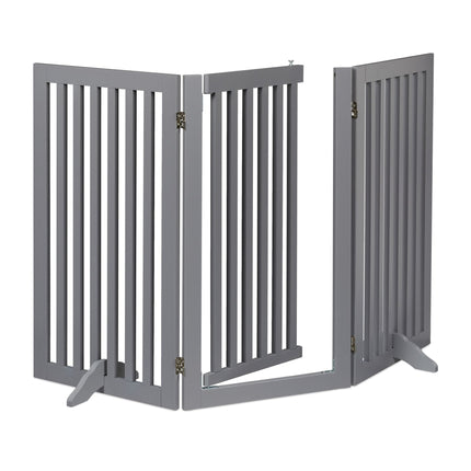 Portail de sécurité gris avec porte 92 cm