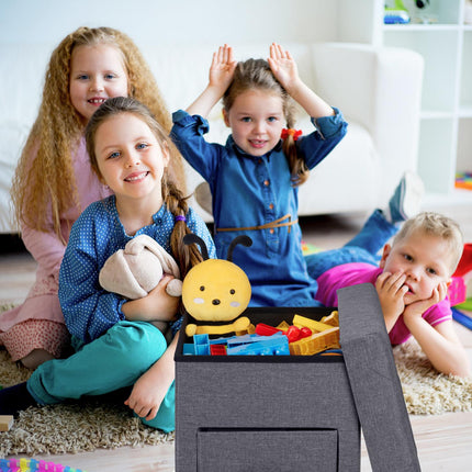 Grauer Hocker mit Stauraum
