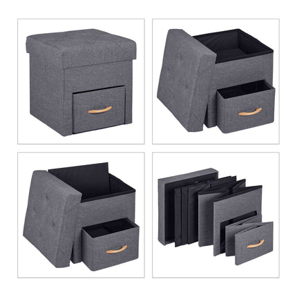 Grauer Hocker mit Stauraum