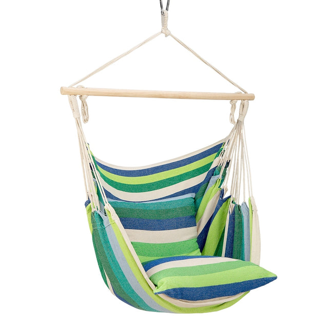 Chaise hamac brésilienne verte, siège suspendu d'extérieur