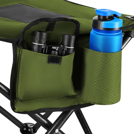 Chaise de camping verte, pliable et légère