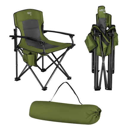 Chaise de camping verte, pliable et légère