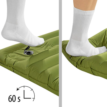 Tapis de camping vert avec pompe intégrée