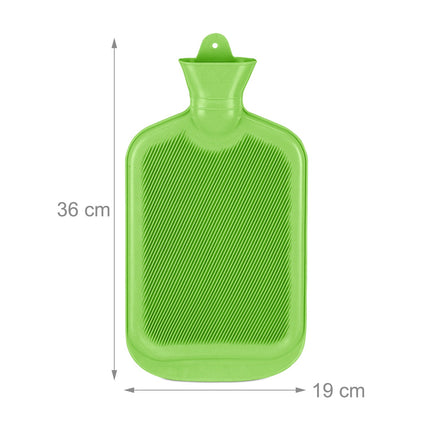 Bouillotte verte 2 L, anti-fuite, anti-douleur