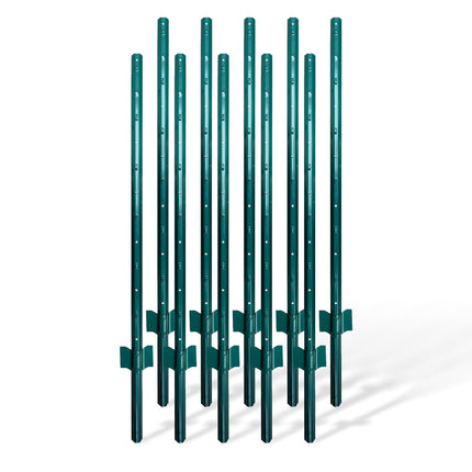 Grüne Stahlzaunpfosten, 90 cm, 10er-Set