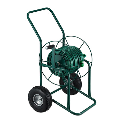 Chariot porte-tuyau en acier vert