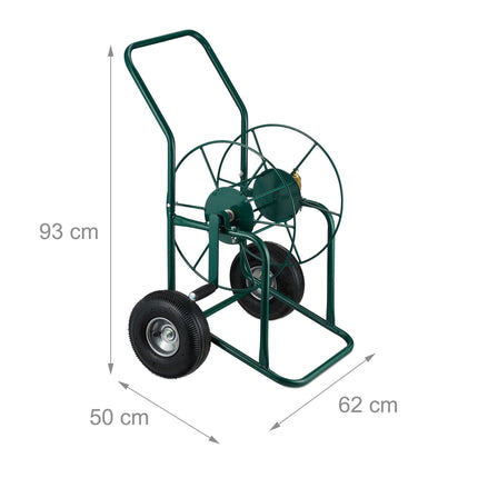 Chariot porte-tuyau en acier vert