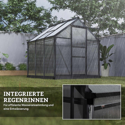 Gewächshaus 3,65 m², Aluminiumrahmen, UV-beständige Platten