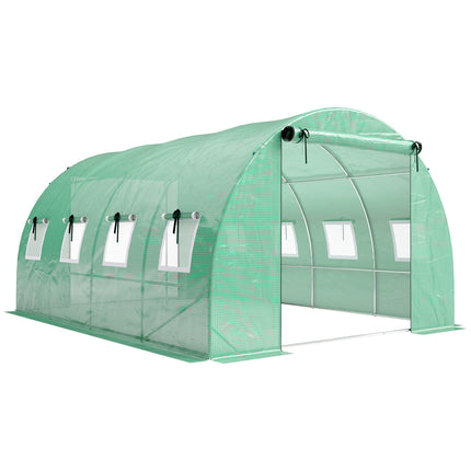 Gewächshaus 4x3x2m mit PE-Abdeckung, Rolltüren & Netzfenstern