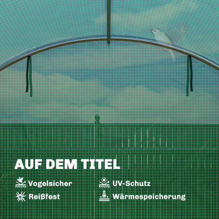 Gewächshaus 4x3x2m mit PE-Abdeckung, Rolltüren & Netzfenstern