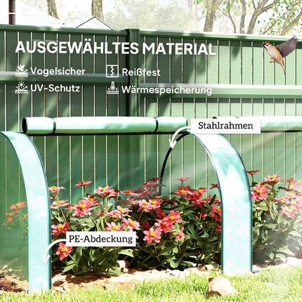 Gewächshaus mit aufrollbaren Reißverschlusstüren, 350 x 100 x 80 cm