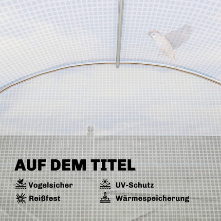 Gewächshaus mit Regalen, Rolltür, 6 Netzfenstern