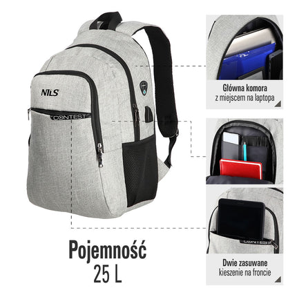 Sac à dos gris - Grande capacité, matériau durable