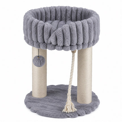 Arbre à chat en peluche grise avec poteaux en sisal, 40 x 40 x 50,5 cm