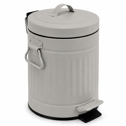 Poubelle à pédale grise rétro pour salle de bain, capacité de 3 L