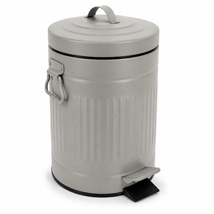 Poubelle à pédale grise rétro pour salle de bain, capacité de 5 L