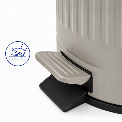 Poubelle à pédale grise rétro pour salle de bain, capacité de 5 L