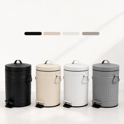 Poubelle à pédale grise rétro pour salle de bain, capacité de 5 L
