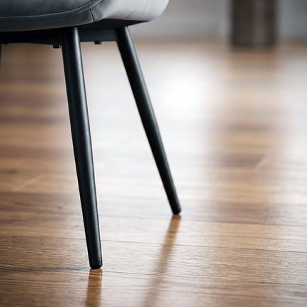 Chaises de salle à manger en velours gris, ensemble de 4 – Modèles modernes rembourrés