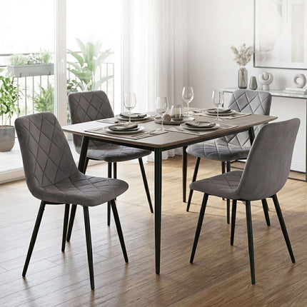 Chaises de salle à manger en velours gris, ensemble de 4 – Modèles modernes rembourrés