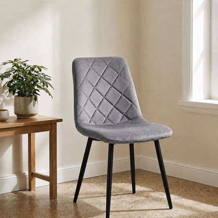 Chaises de salle à manger en velours gris, ensemble de 4 – Modèles modernes rembourrés