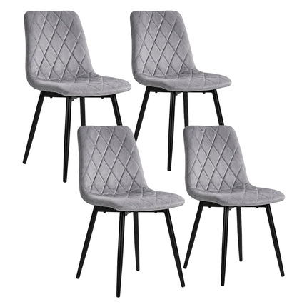 Chaises de salle à manger en velours gris, ensemble de 4 – Modèles modernes rembourrés