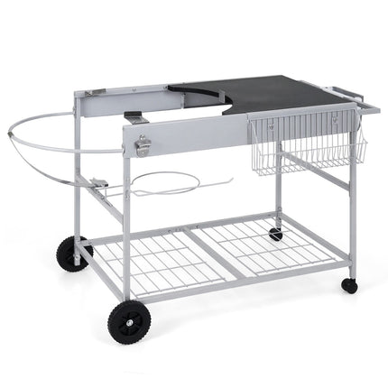 Table chariot pour barbecue à charbon de 45 à 55 cm, avec roulettes