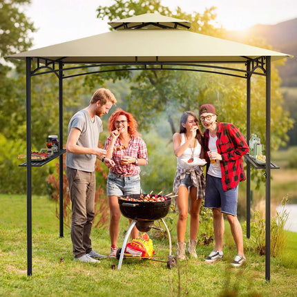 Grillpavillon 242 x 150 cm, zweistufiges Dach, Ablagen