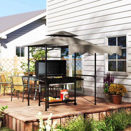 Grillpavillon mit verstellbarem Dach und Ablagen