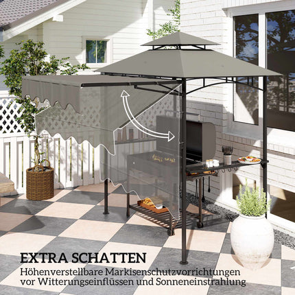 Grillpavillon mit verstellbarem Dach und Ablagen