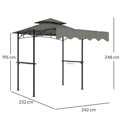 Grillpavillon mit verstellbarem Dach und Ablagen
