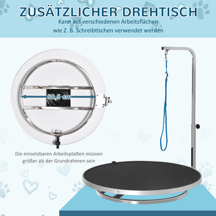 Trimmtisch – Drehbare, rutschfeste Oberfläche, verstellbarer Arm
