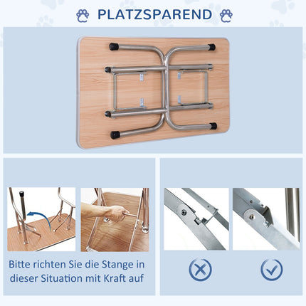 Höhenverstellbarer Hundefrisiertisch aus Edelstahl, blau