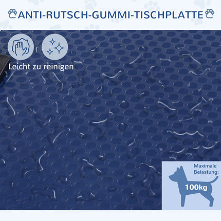 Höhenverstellbarer Hundefrisiertisch aus Edelstahl, blau