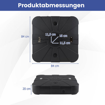 HDPE-Schirmständer mit Rollen, 130 kg, befüllbar, Schwarz
