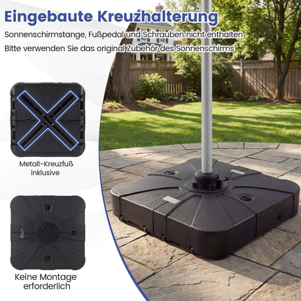 HDPE-Schirmständer mit Rollen, 130 kg, befüllbar, Schwarz