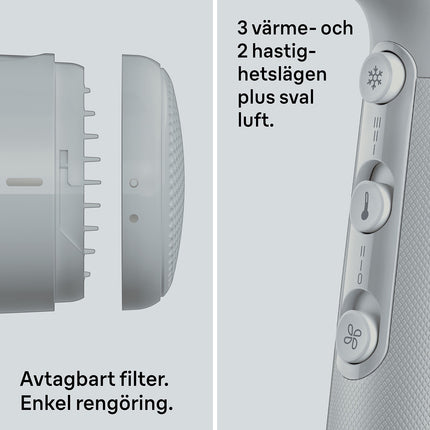 Haartrockner 2100W, 3 Heizstufen 2 Gebläsestufen, Kaltlufttaste, 2 Aufsätze