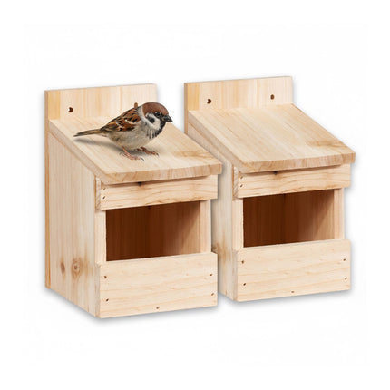 Half-Cave Nest Box Set of 2 for Niche Nesters, Untreated Fir Wood