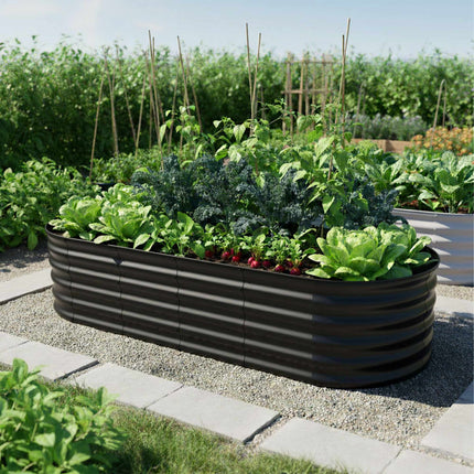 Halbrundes Hochbeet aus Metall, verzinkt